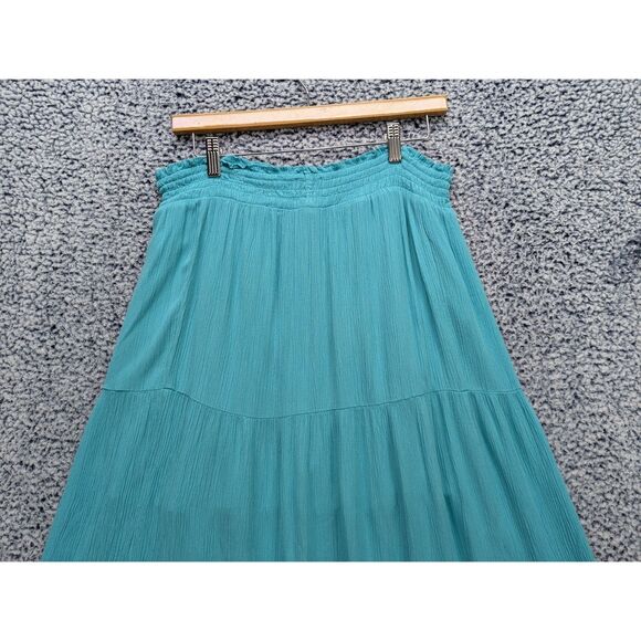 SO Tiered Button Up Maxi Skirt Size 18 Pull On Boho Fairy Grunge Hippie Blue - Picture 5 of 10